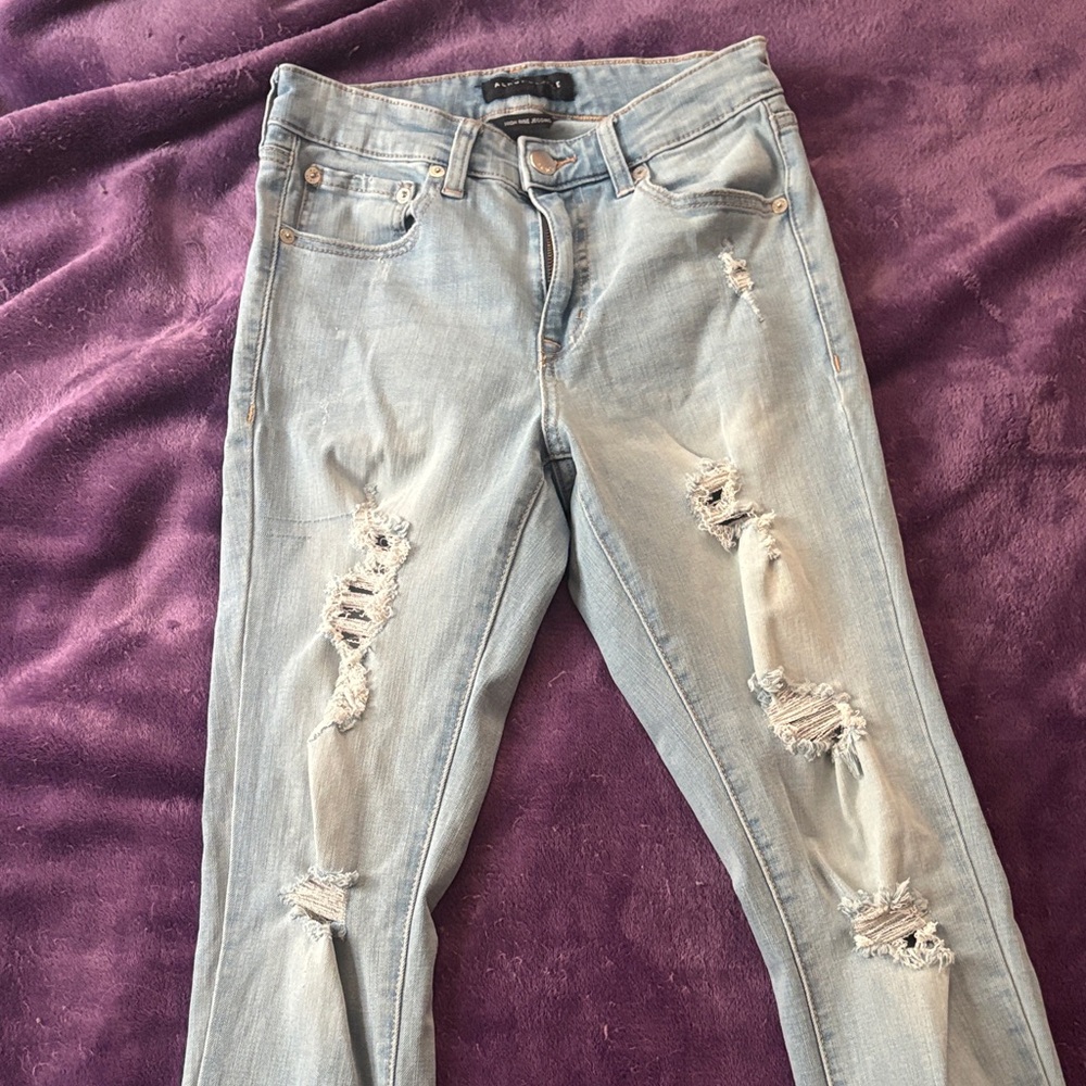 Aeropostale Blue Jeggings with Distressed Detailing